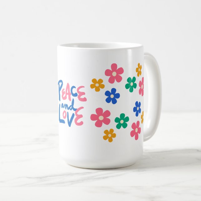 Peace and Love Floral Mug (Front Right)
