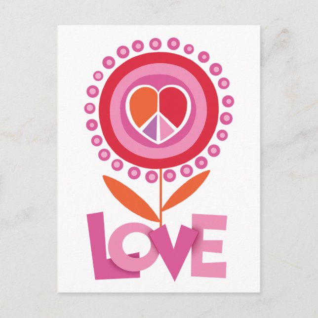 Peace and LOVE flower Postcard (Front)