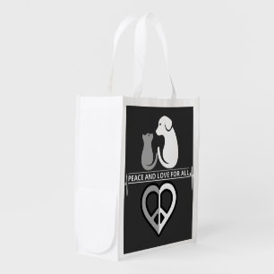 Peace and Love for All World Reusable Grocery Bag