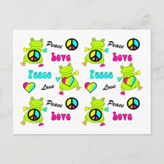 Peace and Love Frogs Postcard