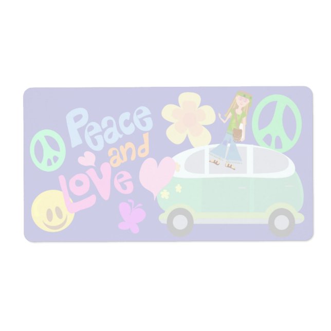Peace and Love fun Groovy Sixties Style Label (Front)