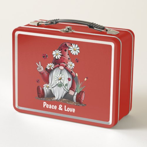 Peace And Love Gnome Metal Lunch Box