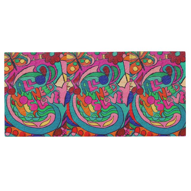 peace and love groovy hippie wood flash drive (Front)