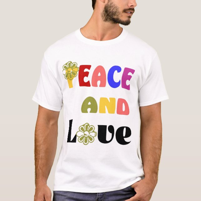 Peace and Love Hippie Men T-Shirt (Front)
