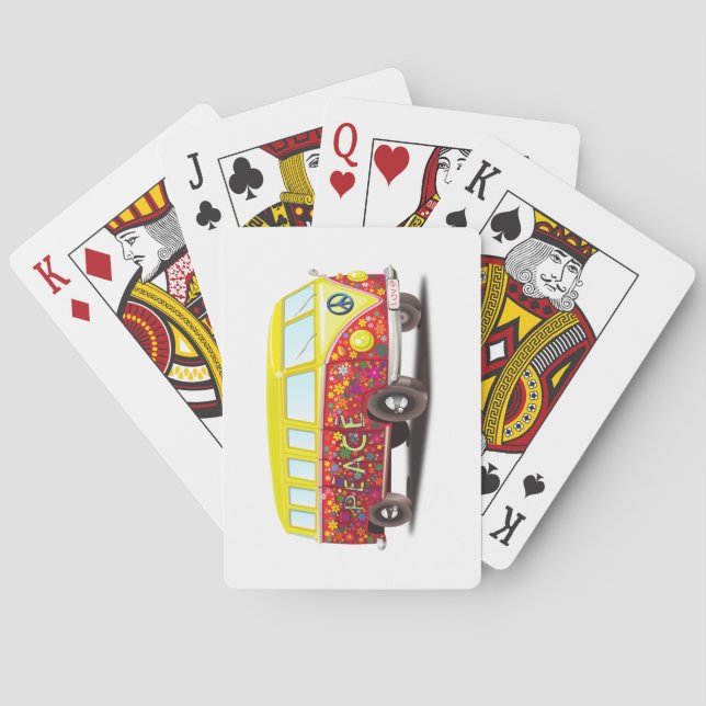Peace and Love Hippy Bus Poker Cards (Back)