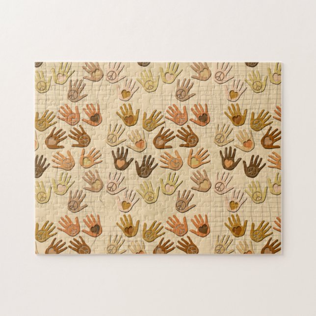 PEACE AND LOVE IN HANDS JIGSAW PUZZLE (Horizontal)