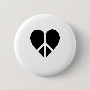 Peace and love in one heart button