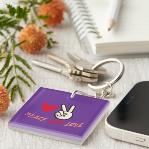 Peace and Love Keychain | Heart and Peace Sign