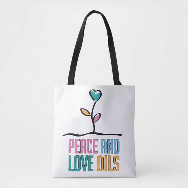 Peace and Love Oils All Over Print Tote Bag (Front)