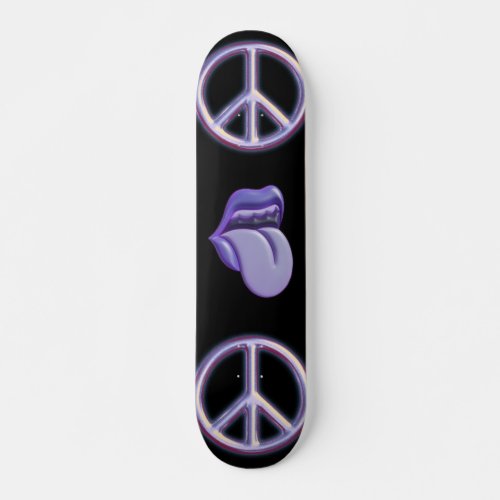 Peace and love or kiss to skate love skateboard