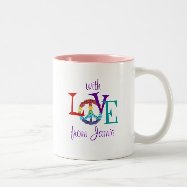 Peace and love personalized gift mug (Right)