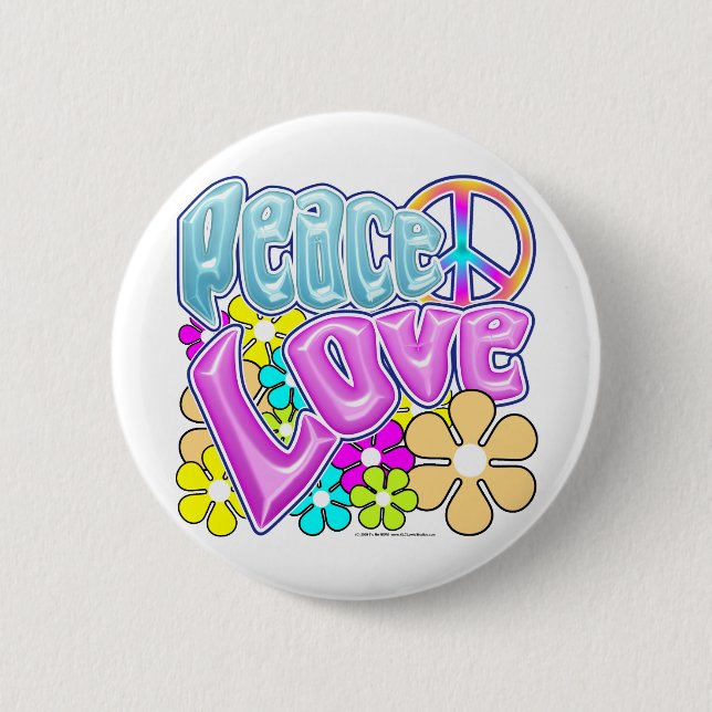 Peace And Love Pinback Button (Front)