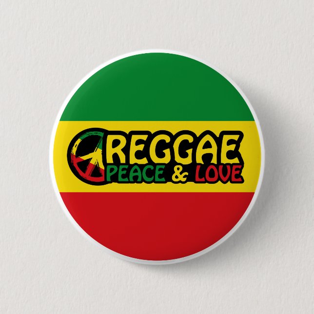 Peace and Love Positive Saying Reggae Button (Front)