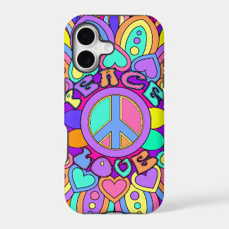 Peace and Love Psychedelic Hippie Mandala iPhone 17 Case