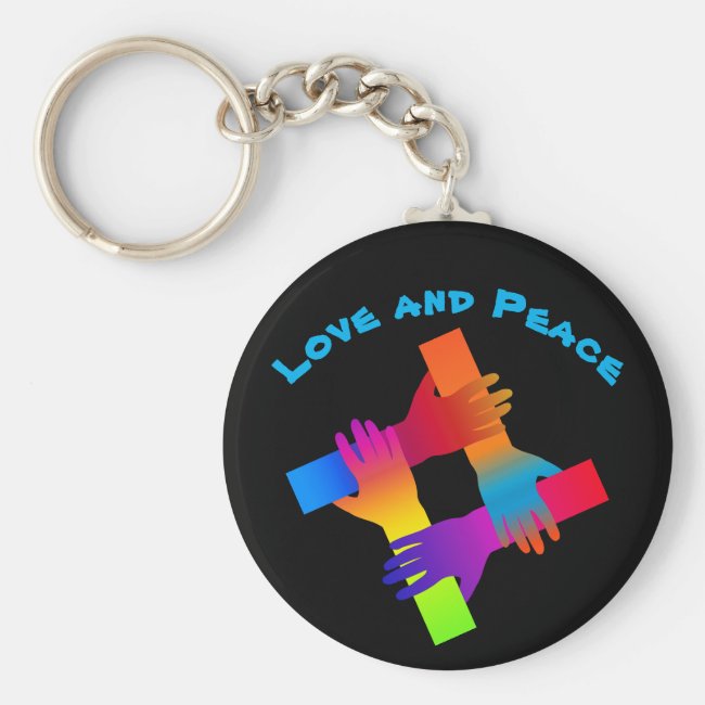 Peace and Love Rainbow Keychain