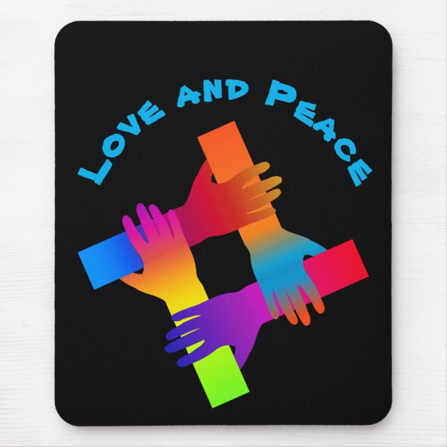 Peace and Love Rainbow Mousepad