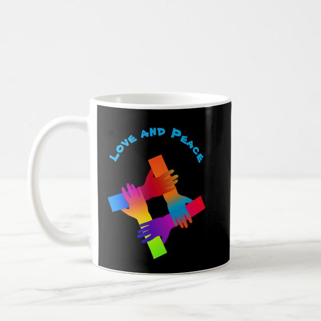 Peace and Love Rainbow Mug