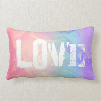 Peace and Love Rainbow Tie Dye Lumbar Pillow