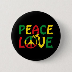 PEACE and LOVE, reggae style Button