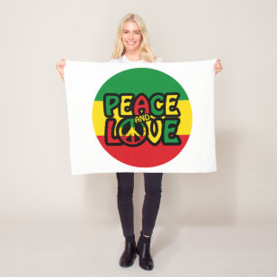 PEACE and LOVE, reggae style Fleece Blanket