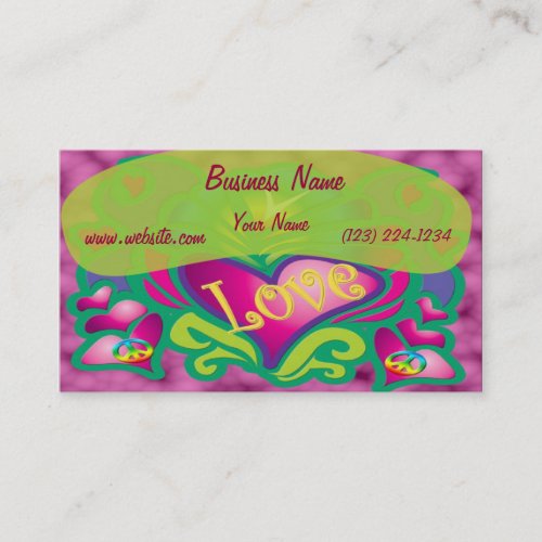 Peace and Love Retro Style Business Cards