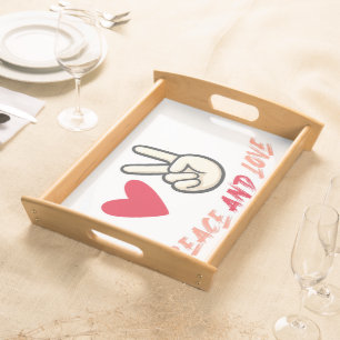 Peace and Love Serving Tray Heart and Peace Sign