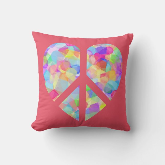 Peace and Love Sign Throw Pillow (Front)