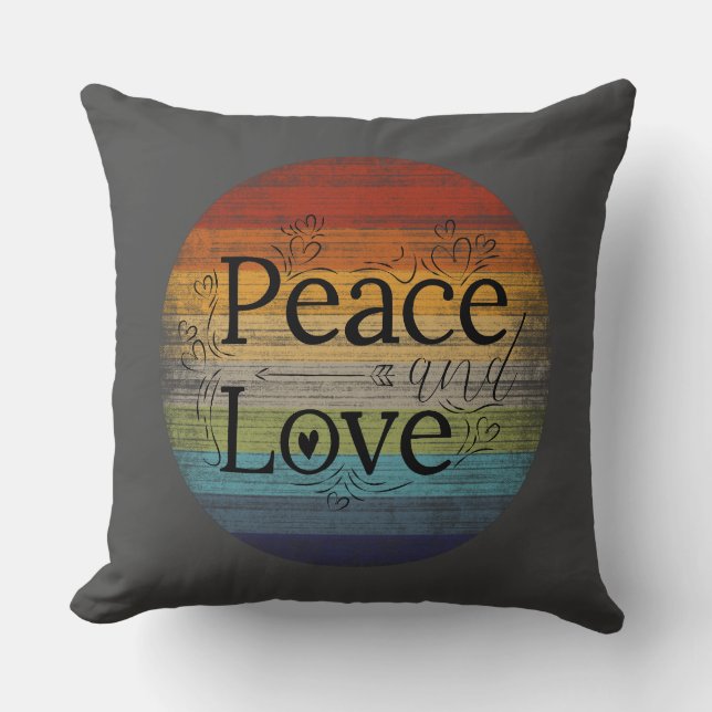 Peace and Love Throw Pillow (Front)