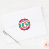 Peace and Love Tie Dye Stripes Classic Round Sticker (Envelope)