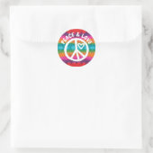 Peace and Love Tie Dye Stripes Classic Round Sticker (Bag)
