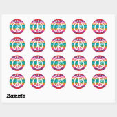 Peace and Love Tie Dye Stripes Classic Round Sticker (Sheet)