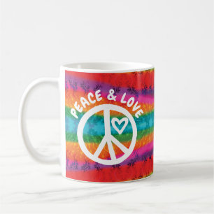 Peace and Love Tie Dye Stripes Coffee Mug