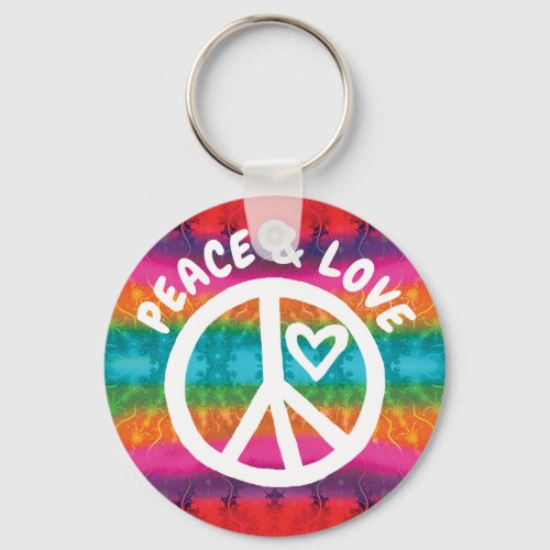 Peace and Love Tie Dye Stripes Keychain