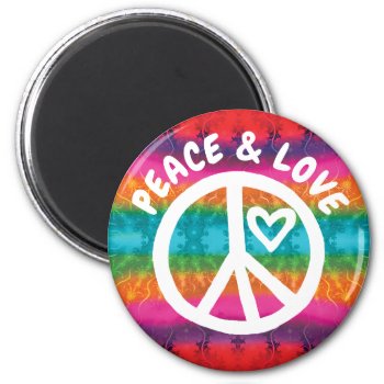 Peace And Love Tie Dye Stripes Magnet by ilovedigis at Zazzle
