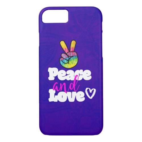 Peace and Love Typography Rainbow Hand Peace Sign iPhone 87 Case