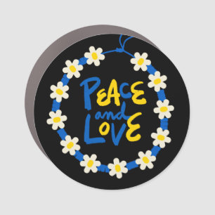 Peace and Love Ukraine Flower Wreath Car Magnet