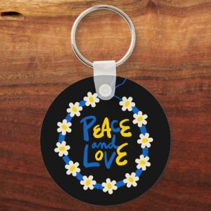 Peace and Love Ukraine Flower Wreath  Keychain