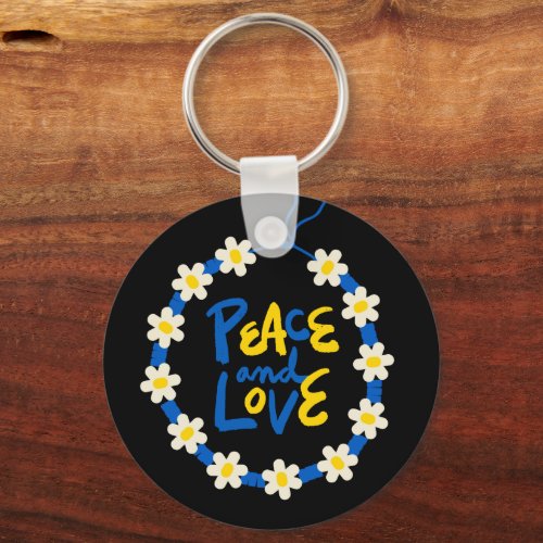 Peace and Love Ukraine Flower Wreath  Keychain