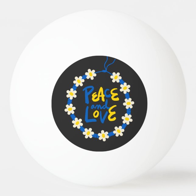 Peace and Love Ukraine Flower Wreath  Ping Pong Ball (Front)