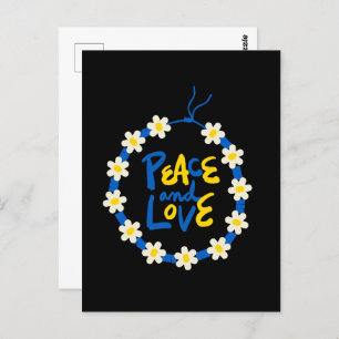 Peace and Love Ukraine Flower Wreath Postcard