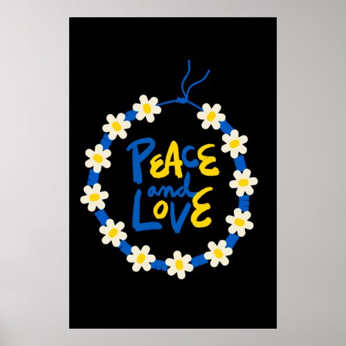 Peace and Love Ukraine Flower Wreath  Poster