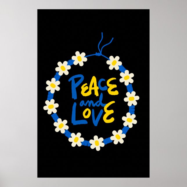 Peace and Love Ukraine Flower Wreath  Poster (Front)