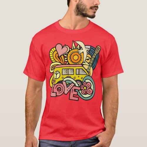 Peace and love van hippie dle T_Shirt