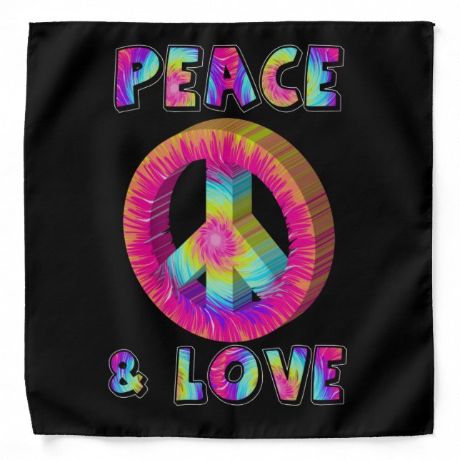 Peace and Love with Tie Dye Peace Sign Bandana (Front)