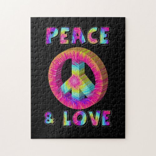 Peace and Love with Tie Dye Peace Sign Jigsaw Puzzle