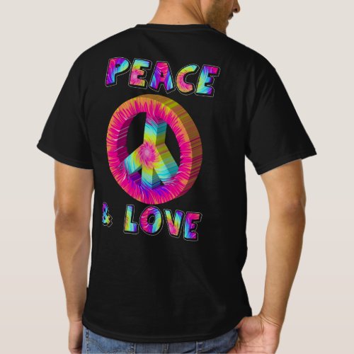Peace and Love with Tie Dye Peace Sign T_Shirt
