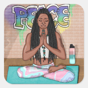 Peace and Meditation Urban Art Square Sticker