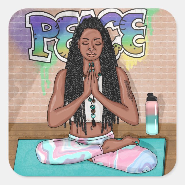 Peace and Meditation Urban Art   Square Sticker (Front)