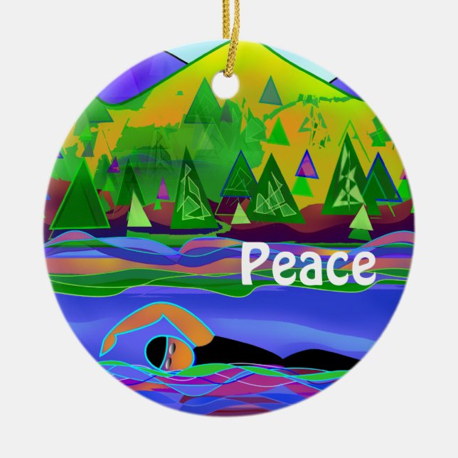 Peace and Open Water Ceramic Ornament (Front)