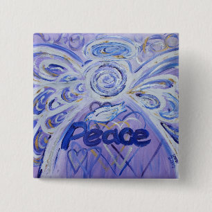 Peace Angel Art Button Pin Pendant (Square)